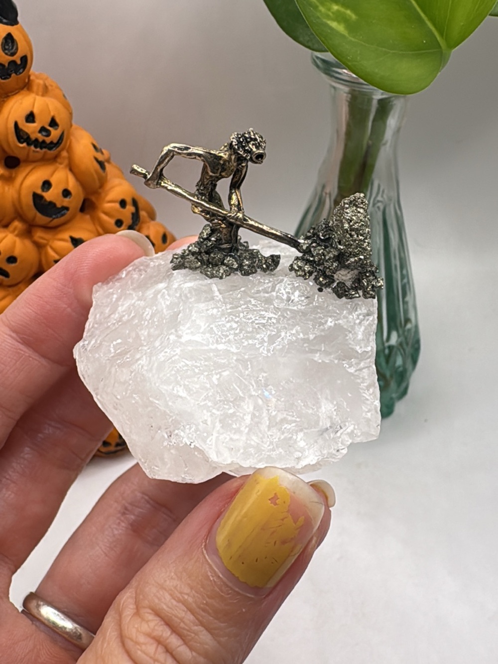 Clear quartz Cluster with Silver Miner Accent